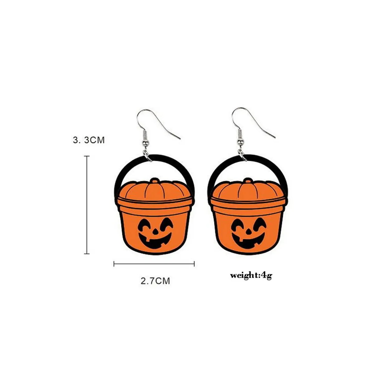 1 Pair Exaggerated Halloween Pattern Pumpkin Cat Wood Ear Hook