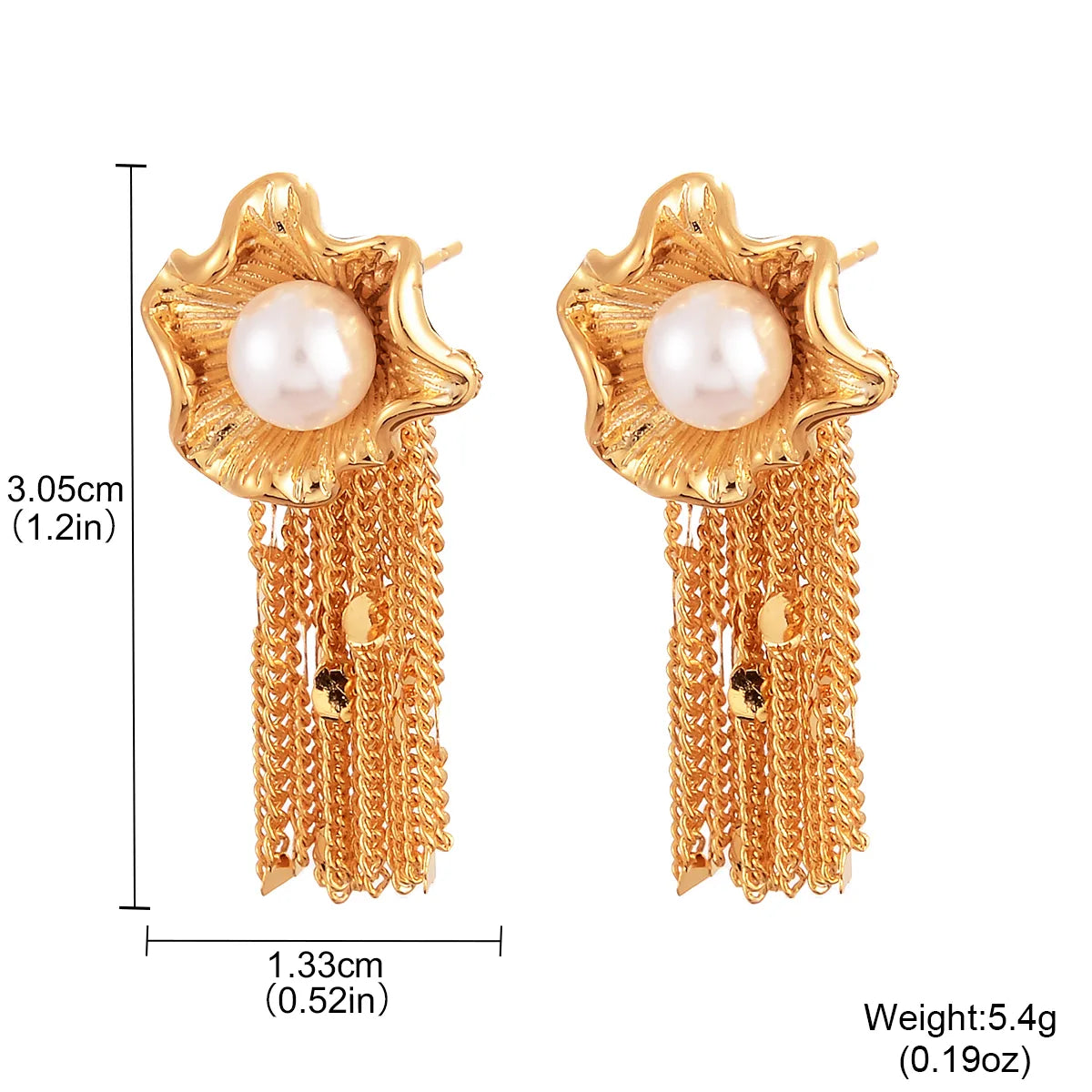 1 Pair Exaggerated IG Style Flower Tassel Inlay Copper Pearl Drop Earrings