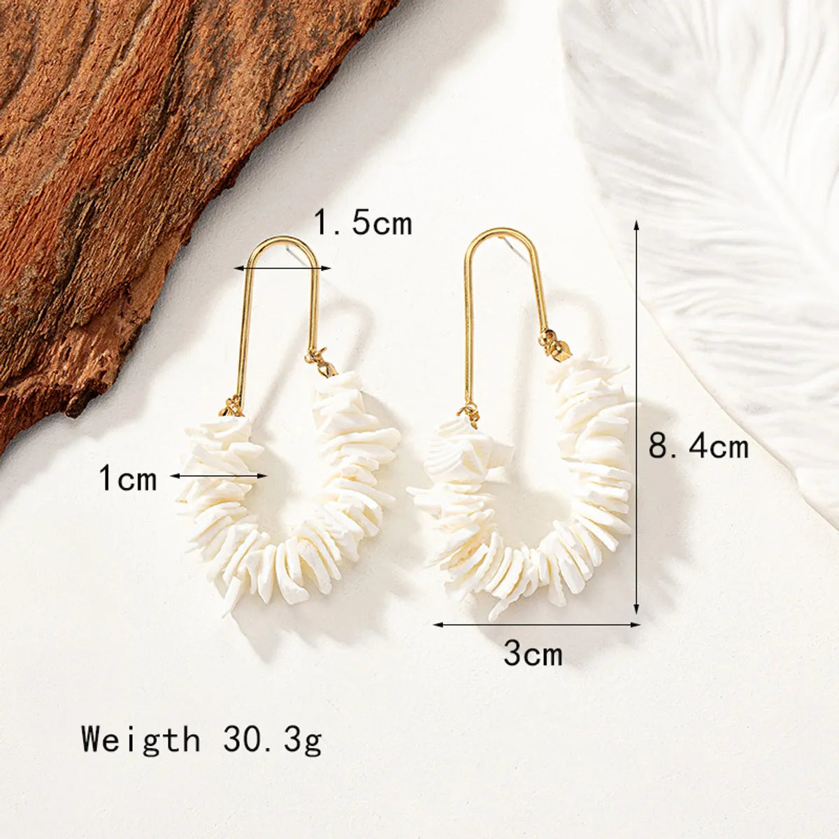 1 Pair Exaggerated Lady Bohemian Oval Beaded Plating Alloy Shell 14k Gold Plated Drop Earrings