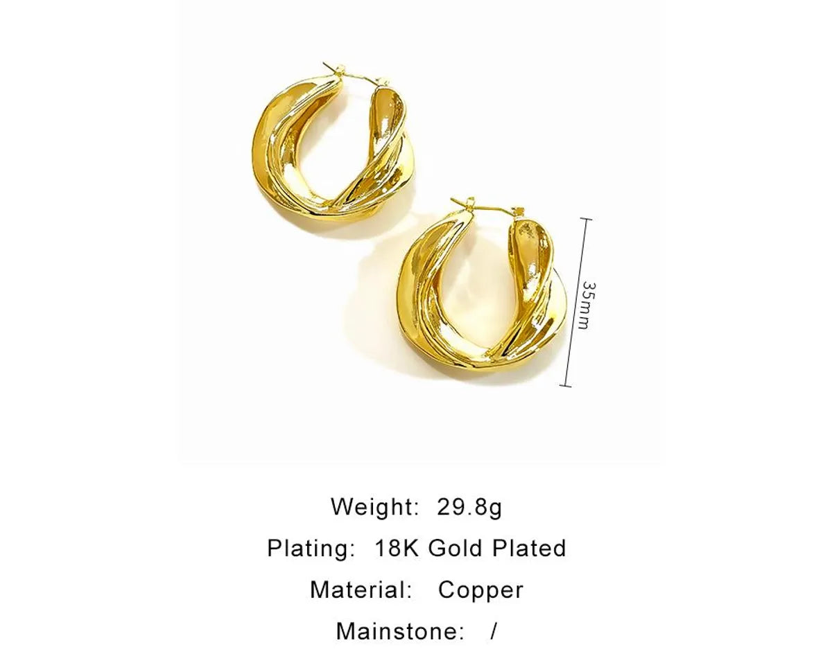 1 Pair Exaggerated Luxurious Solid Color Plating Copper 14K Gold Plated Earrings