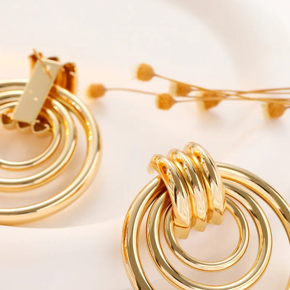 1 Pair Exaggerated Modern Style Circle Plating Metal Gold Plated Drop Earrings