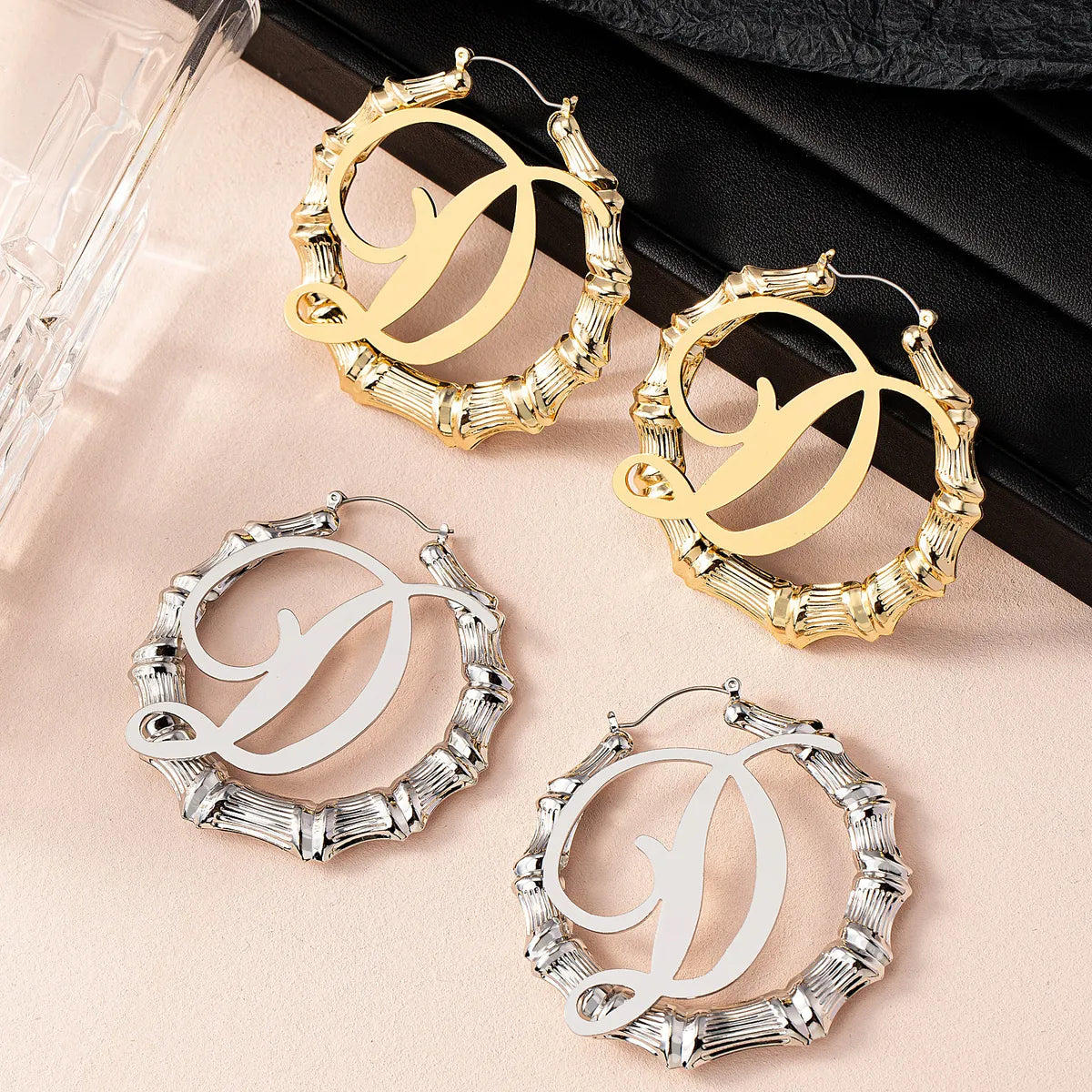 1 Pair Exaggerated Modern Style Simple Style Letter Hollow Out Iron Earrings