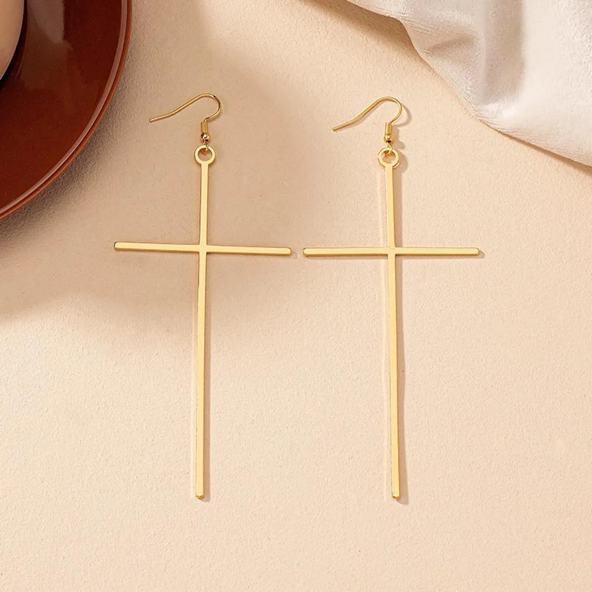 1 Pair Exaggerated Oversized Cross Plating Alloy Drop Earrings