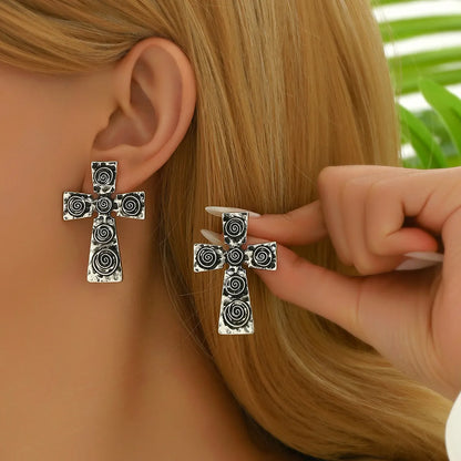 1 Pair Exaggerated Punk Cross Alloy Zinc Ear Studs