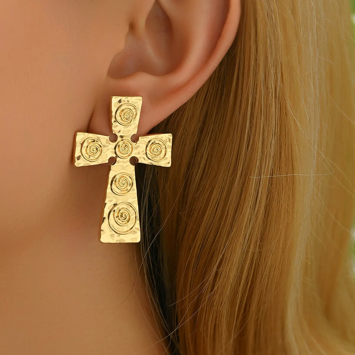 1 Pair Exaggerated Punk Cross Alloy Zinc Ear Studs