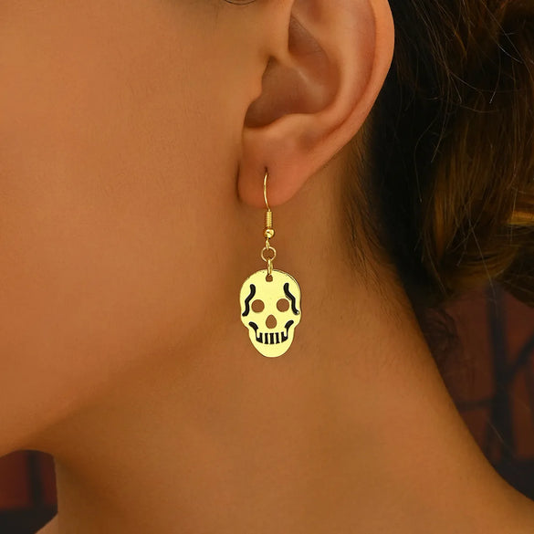 1 Pair Exaggerated Punk Simple Style Pumpkin Skull Copper Drop Earrings