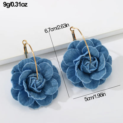 1 Pair Exaggerated Romantic Flower Pearl Three-Dimensional Alloy Cloth Drop Earrings Earrings