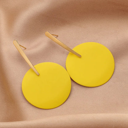 1 Pair Exaggerated Round Alloy Stoving Varnish Women'S Drop Earrings