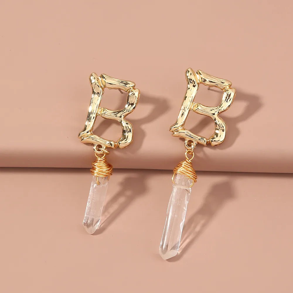 1 Pair Exaggerated Shiny Letter Pearl Alloy Drop Earrings