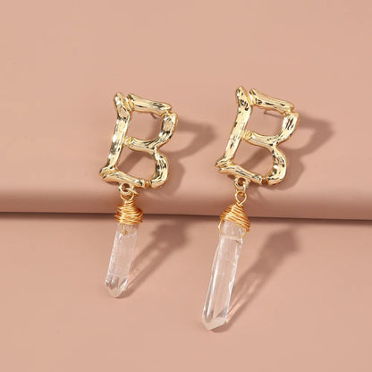 1 Pair Exaggerated Shiny Letter Pearl Alloy Drop Earrings