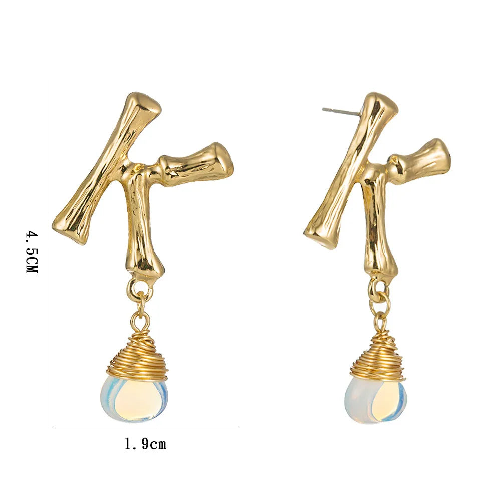 1 Pair Exaggerated Shiny Letter Pearl Alloy Drop Earrings