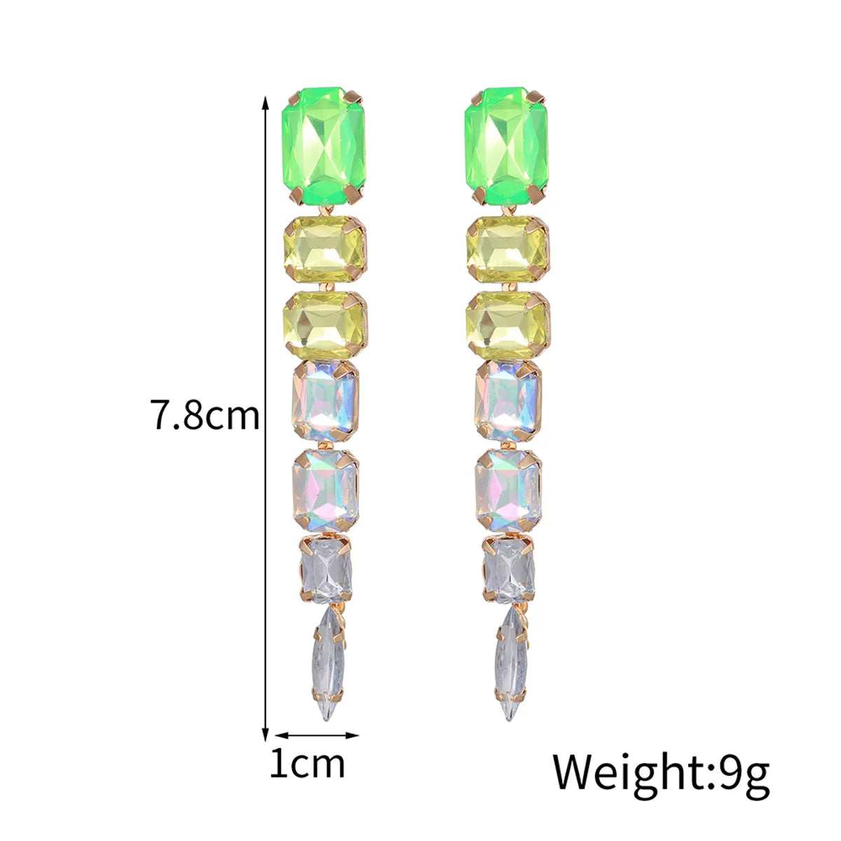 1 Pair Exaggerated Shiny Square Plating Arylic Alloy Gold Plated Drop Earrings