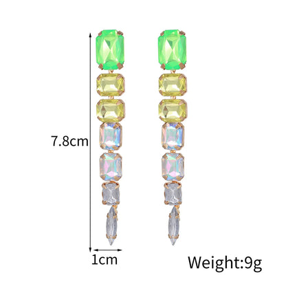 1 Pair Exaggerated Shiny Square Plating Arylic Alloy Gold Plated Drop Earrings