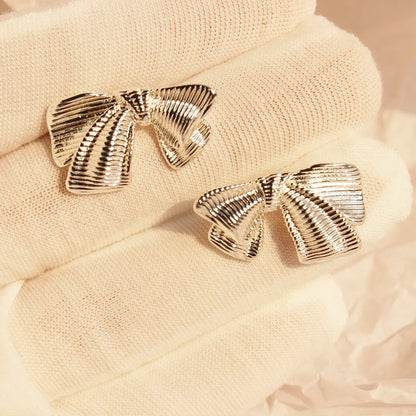 1 Pair Exaggerated Simple Style Bow Knot Plating Brass Ear Studs