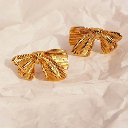 1 Pair Exaggerated Simple Style Bow Knot Plating Brass Ear Studs