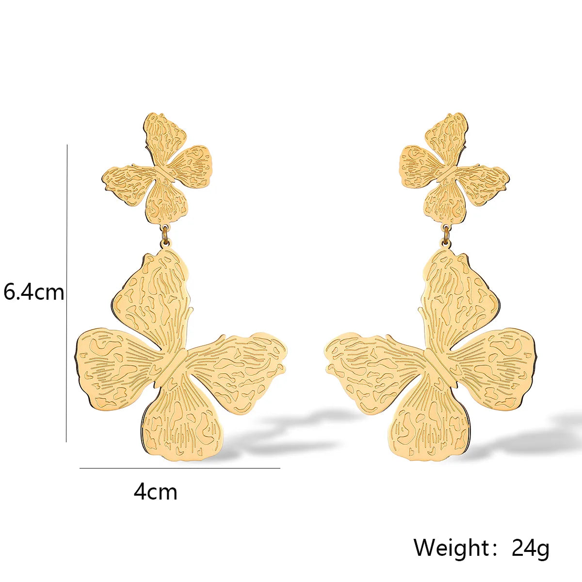 1 Pair Exaggerated Simple Style Butterfly Plating Inlay 304 Stainless Steel Artificial Pearls 18K Gold Plated Drop Earrings