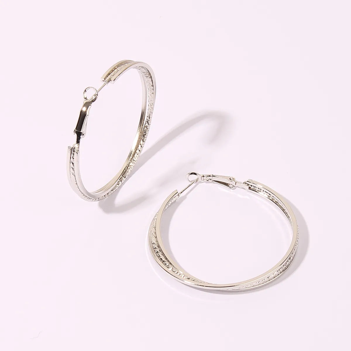 1 Pair Exaggerated Simple Style Circle Metal Rhodium Plated Earrings