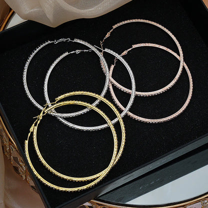 1 Pair Exaggerated Simple Style Circle Plating Inlay Copper Rhinestones Hoop Earrings