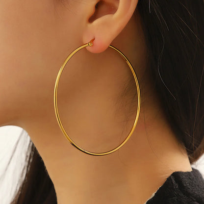 1 Pair Exaggerated Simple Style Circle Polishing Plating Titanium Steel 18k Gold Plated Earrings