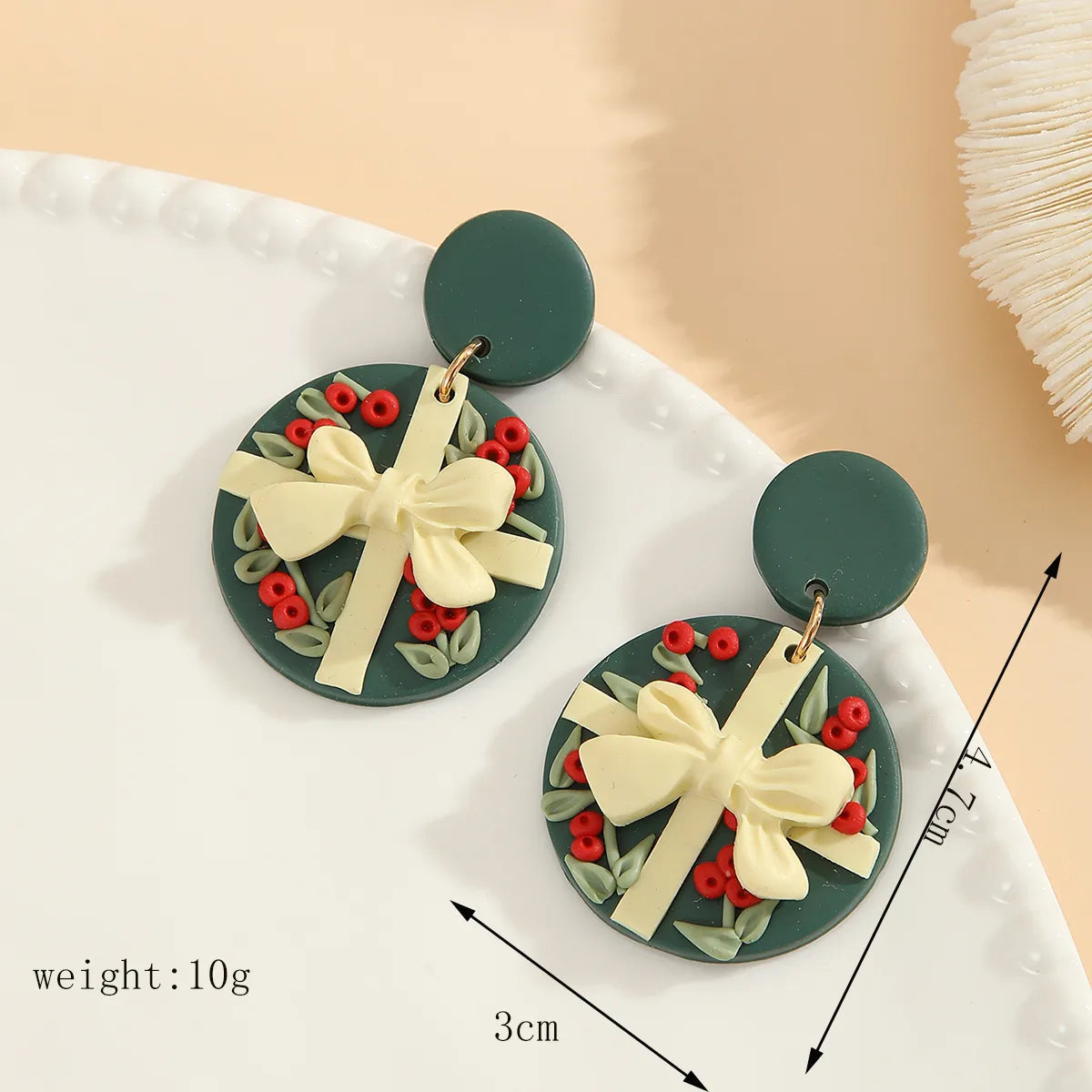 1 Pair Exaggerated Simple Style Classic Style Geometric Christmas Tree Gift Box Asymmetrical Irregular Handmade Soft Clay Drop Earrings