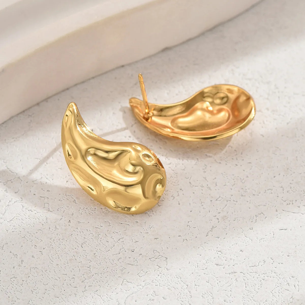 1 Pair Exaggerated Simple Style Classic Style Water Droplets 201 Stainless Steel 18K Gold Plated Ear Studs