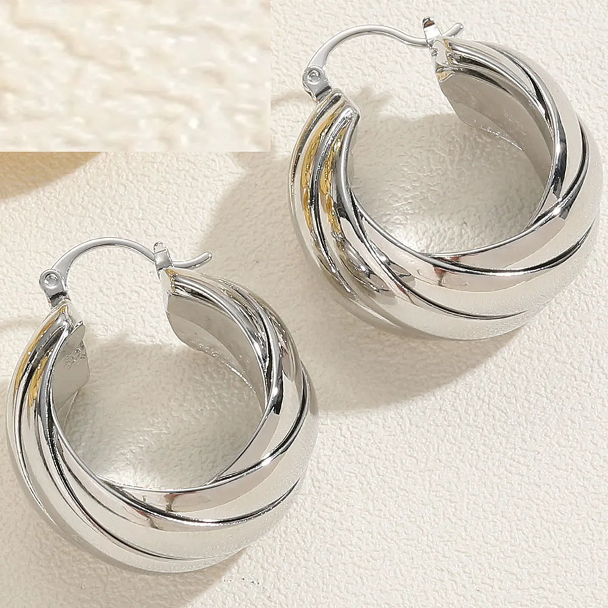 1 Pair Exaggerated Simple Style Commute Twist Polishing Plating Copper 14k Gold Plated White Gold Plated Hoop Earrings