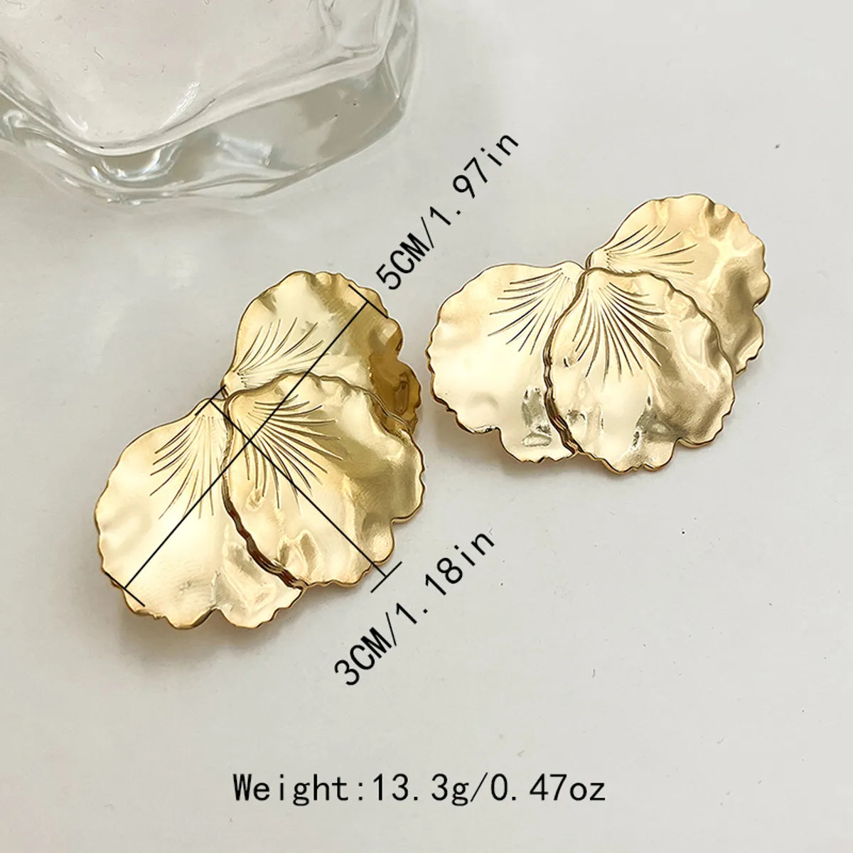 1 Pair Exaggerated Simple Style Flower Plating Stainless Steel Gold Plated Ear Studs