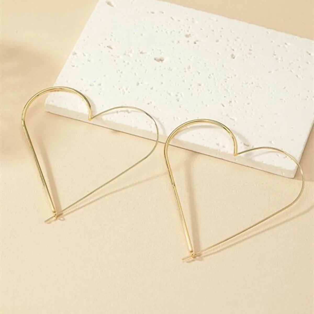 1 Pair Exaggerated Simple Style Heart Shape Plating Stainless Steel Hoop Earrings