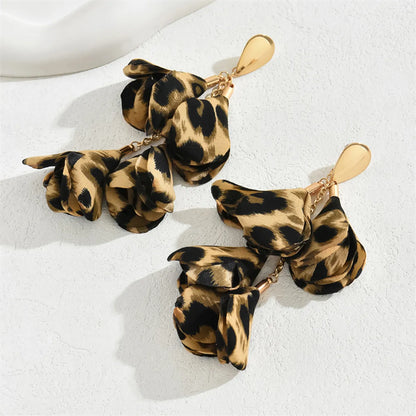 1 Pair Exaggerated Simple Style Leopard Alloy Polyester Drop Earrings