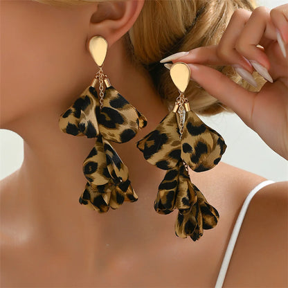 1 Pair Exaggerated Simple Style Leopard Alloy Polyester Drop Earrings