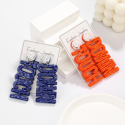 1 Pair Exaggerated Simple Style Letter Handmade Beaded Cloth Drop Earrings