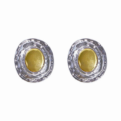 1 Pair Exaggerated Simple Style Oval Plating Alloy Ear Studs