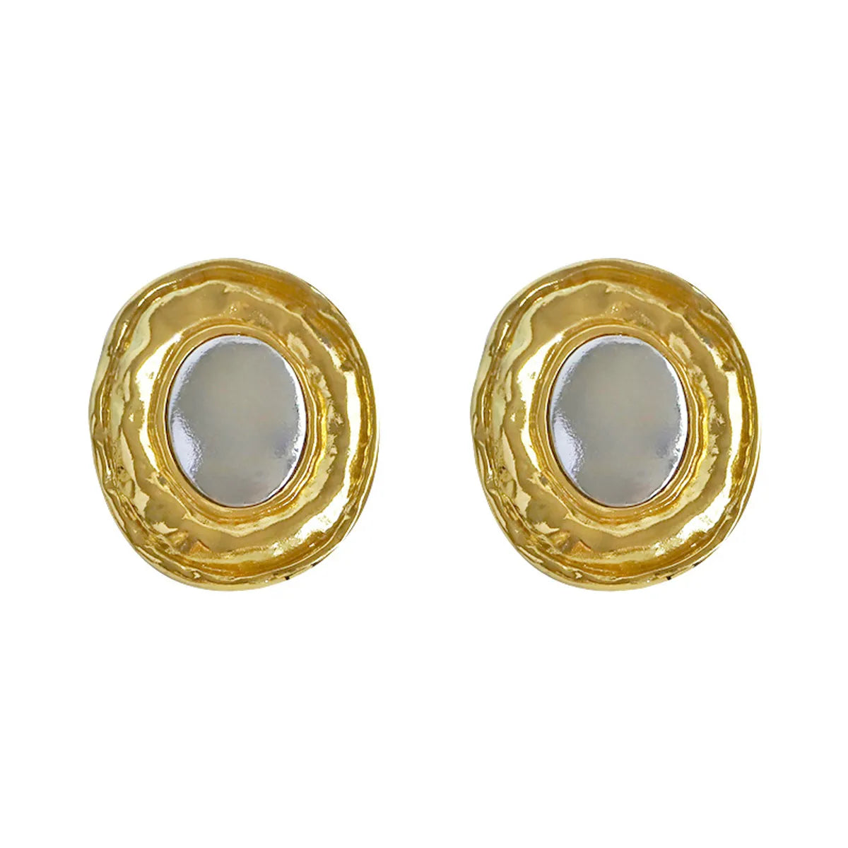 1 Pair Exaggerated Simple Style Oval Plating Alloy Ear Studs