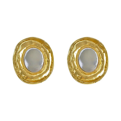 1 Pair Exaggerated Simple Style Oval Plating Alloy Ear Studs