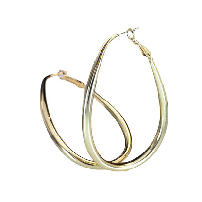 1 Pair Exaggerated Simple Style Oval Plating Copper Gold Plated Hoop Earrings