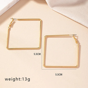 1 Pair Exaggerated Simple Style Quadrilateral Plating Alloy Gold Plated Hoop Earrings