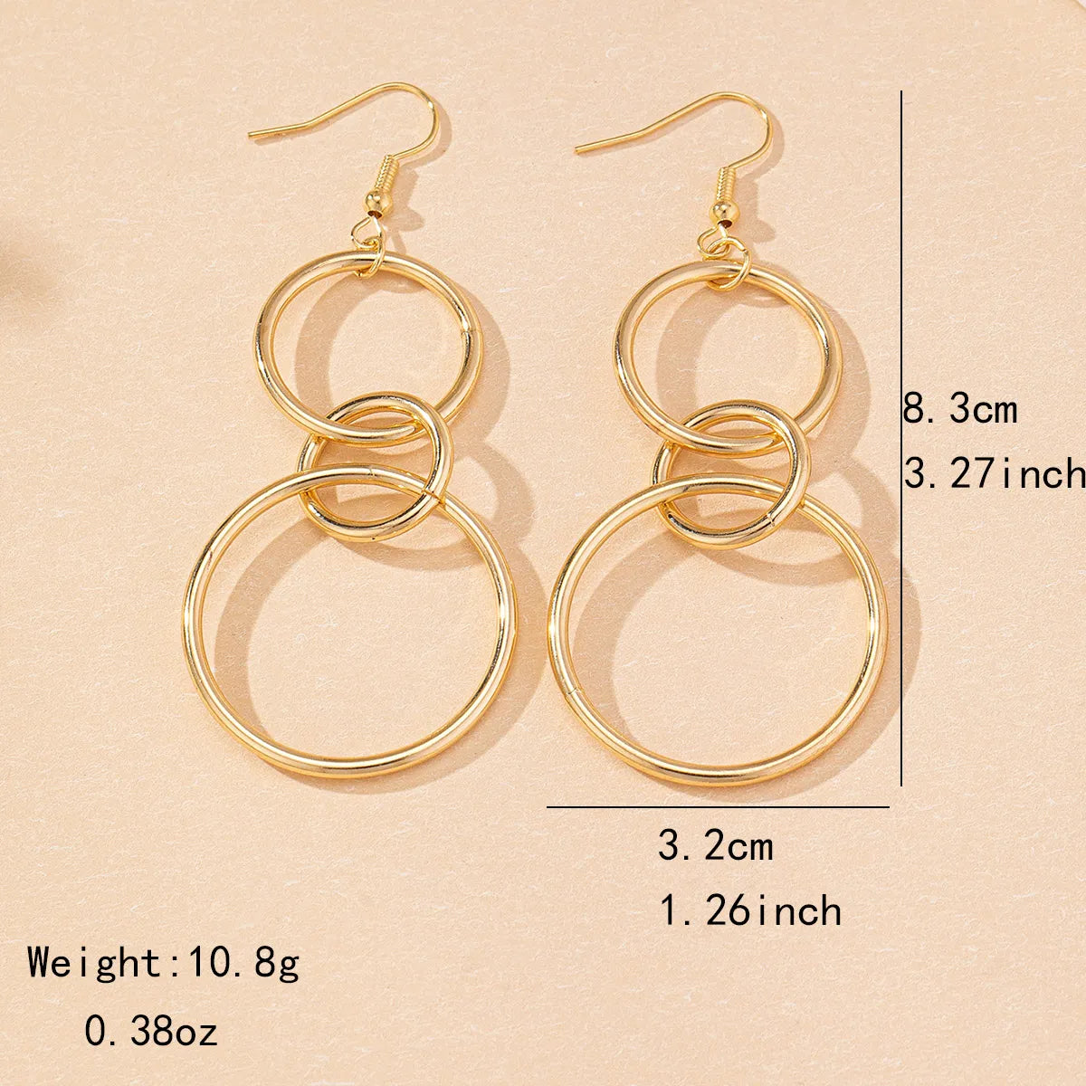 1 Pair Exaggerated Simple Style Round Ferroalloy Drop Earrings