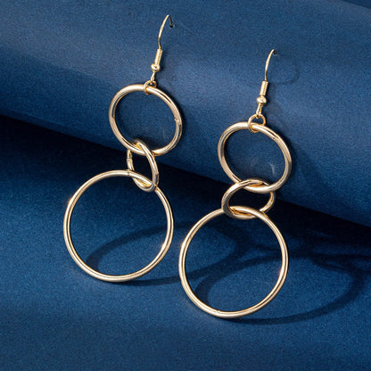 1 Pair Exaggerated Simple Style Round Ferroalloy Drop Earrings