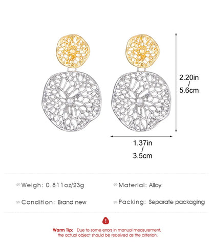 1 Pair Exaggerated Simple Style Round Flower Alloy Drop Earrings