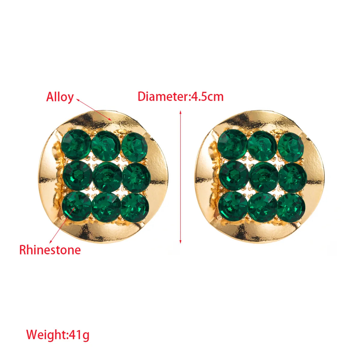 1 Pair Exaggerated Simple Style Round Inlay Alloy Rhinestones Gold Plated Silver Plated Ear Studs