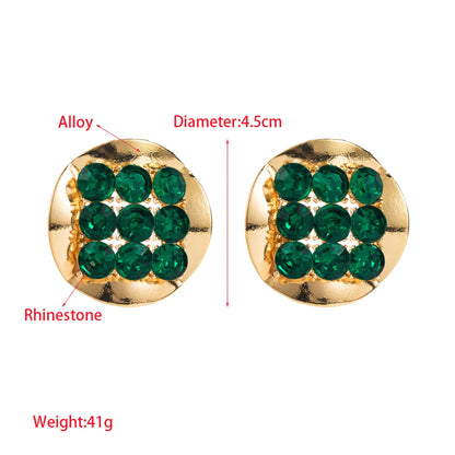 1 Pair Exaggerated Simple Style Round Inlay Alloy Rhinestones Gold Plated Silver Plated Ear Studs