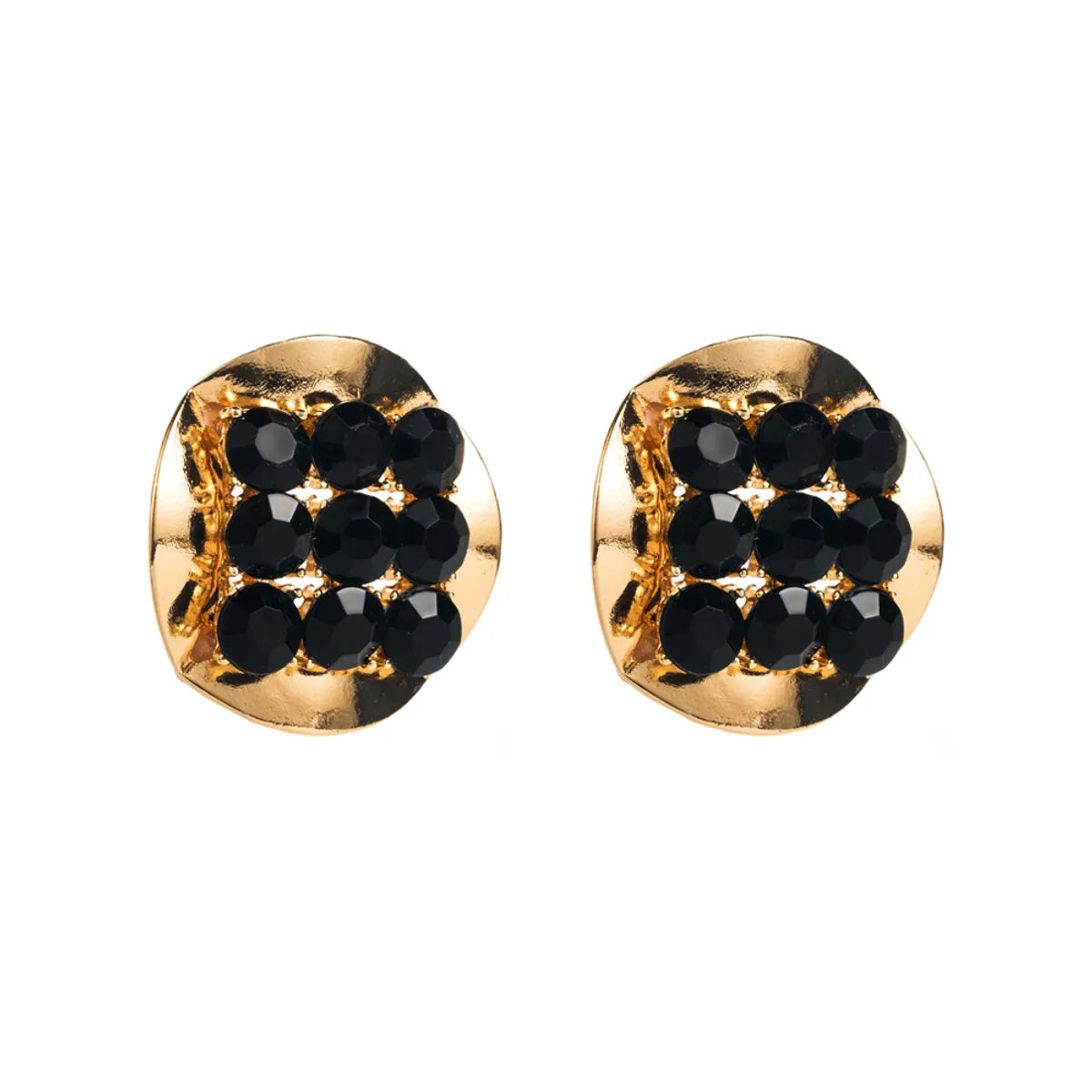 1 Pair Exaggerated Simple Style Round Inlay Alloy Rhinestones Gold Plated Silver Plated Ear Studs