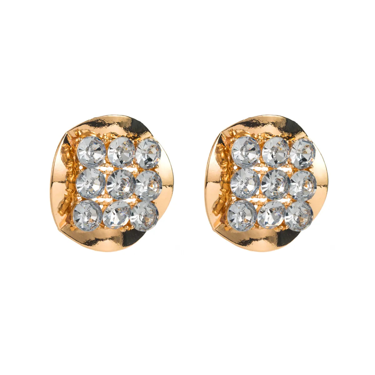 1 Pair Exaggerated Simple Style Round Inlay Alloy Rhinestones Gold Plated Silver Plated Ear Studs