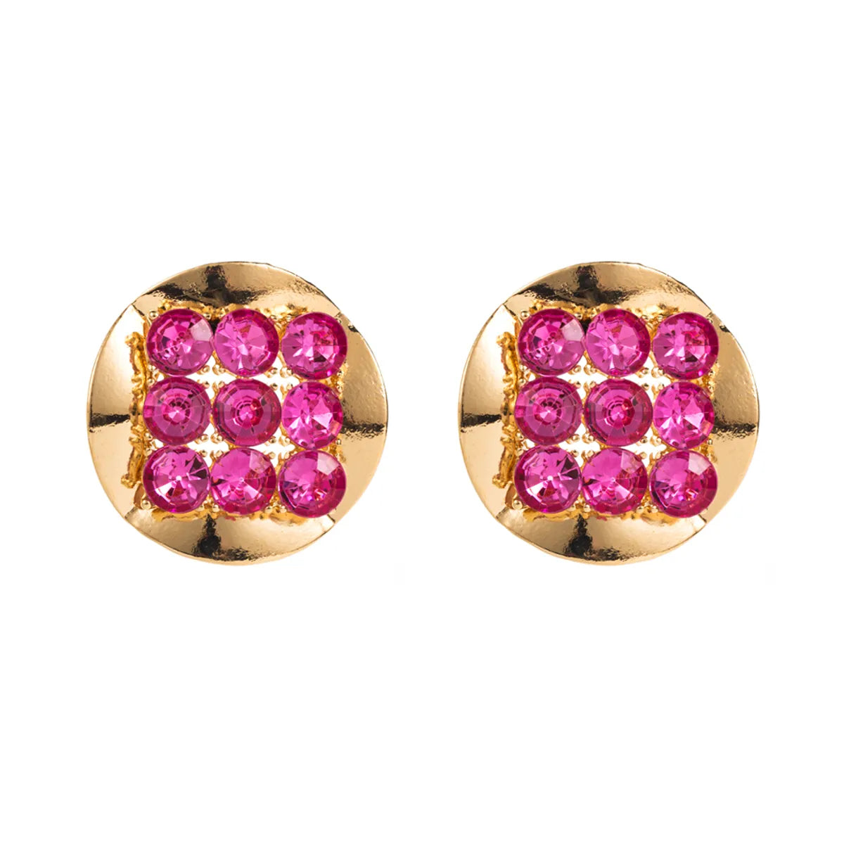 1 Pair Exaggerated Simple Style Round Inlay Alloy Rhinestones Gold Plated Silver Plated Ear Studs