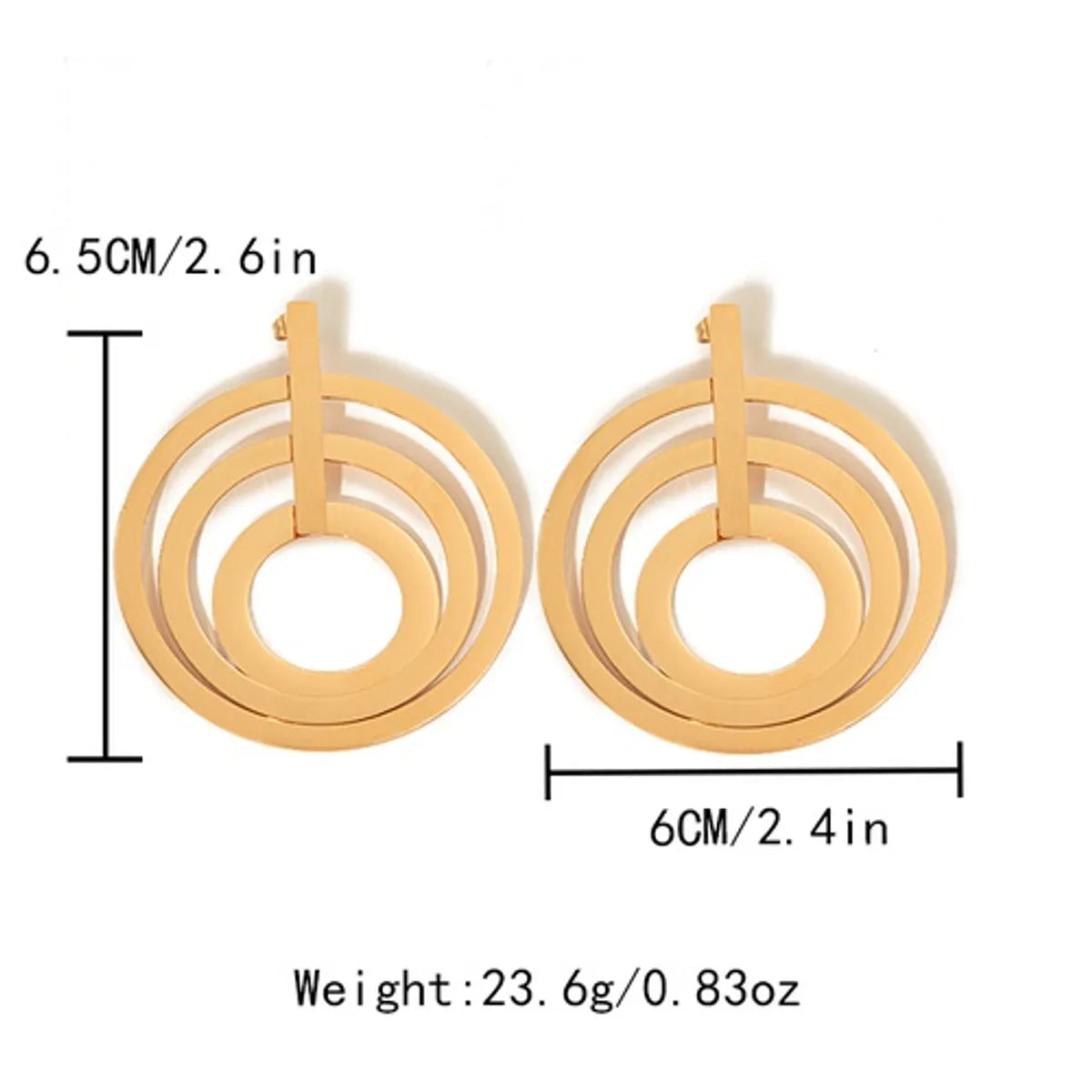 1 Pair Exaggerated Simple Style Round Plating Stainless Steel Gold Plated Drop Earrings