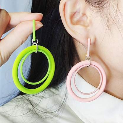 1 Pair Exaggerated Simple Style Round Spray Paint Alloy Drop Earrings