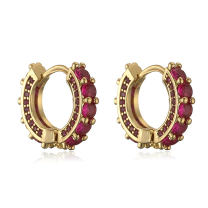 1 Pair Exaggerated Simple Style Shiny Round Inlay Copper Artificial Pearls Zircon 18K Gold Plated Earrings