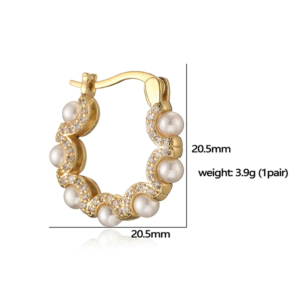 1 Pair Exaggerated Simple Style Shiny Round Inlay Copper Artificial Pearls Zircon 18K Gold Plated Earrings