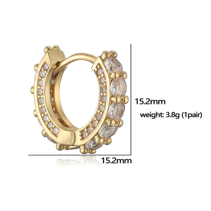 1 Pair Exaggerated Simple Style Shiny Round Inlay Copper Artificial Pearls Zircon 18K Gold Plated Earrings