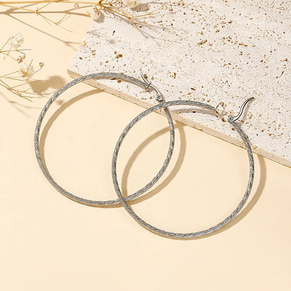 1 Pair Exaggerated Simple Style Solid Color Plating Stainless Steel Palladium White K Gold Hoop Earrings